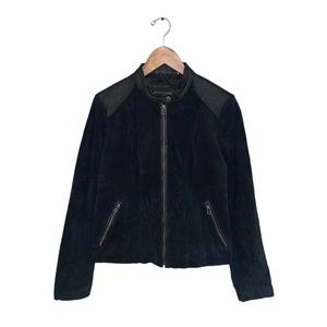 Black Rivet Moto Jacket Women's Size Medium Black‎ Suede Leather  Perforated